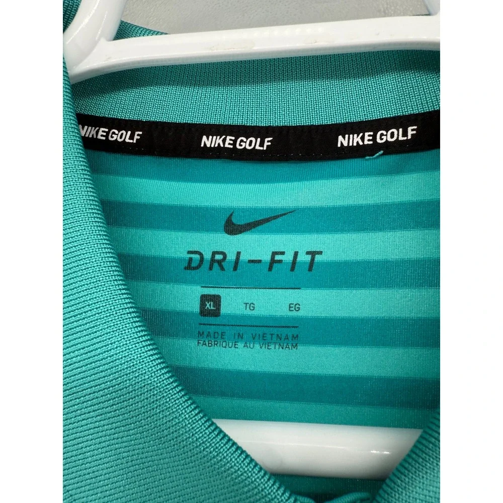 Nike Golf Dri-FIT Striped Polo Shirt Mens‎ XL Extra Large Turquoise 891853-3093